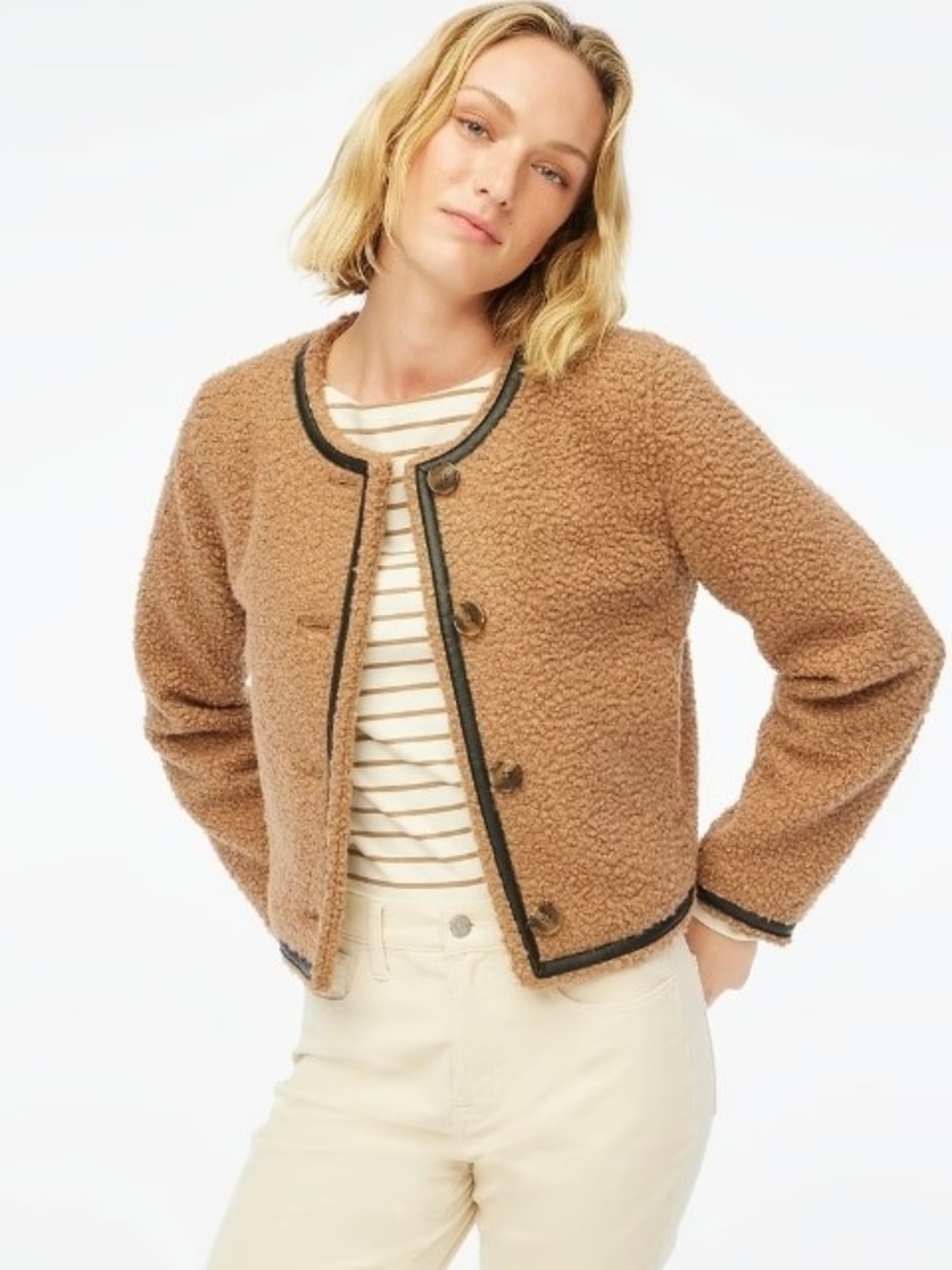 NWOT J. Crew Factory Women's Plus Size 20 Bouclé Jacket with Contrast Trim